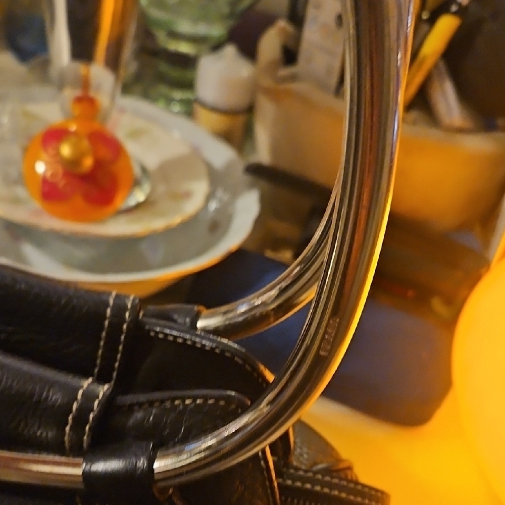 Prada Silver RingBlack Shoulder Bag with Silver Handles - Picture 9 of 12
